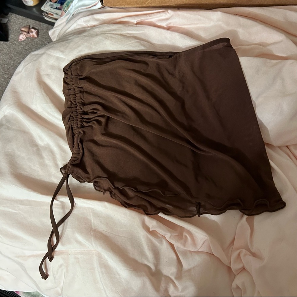 nwot brown swim coverup skirt